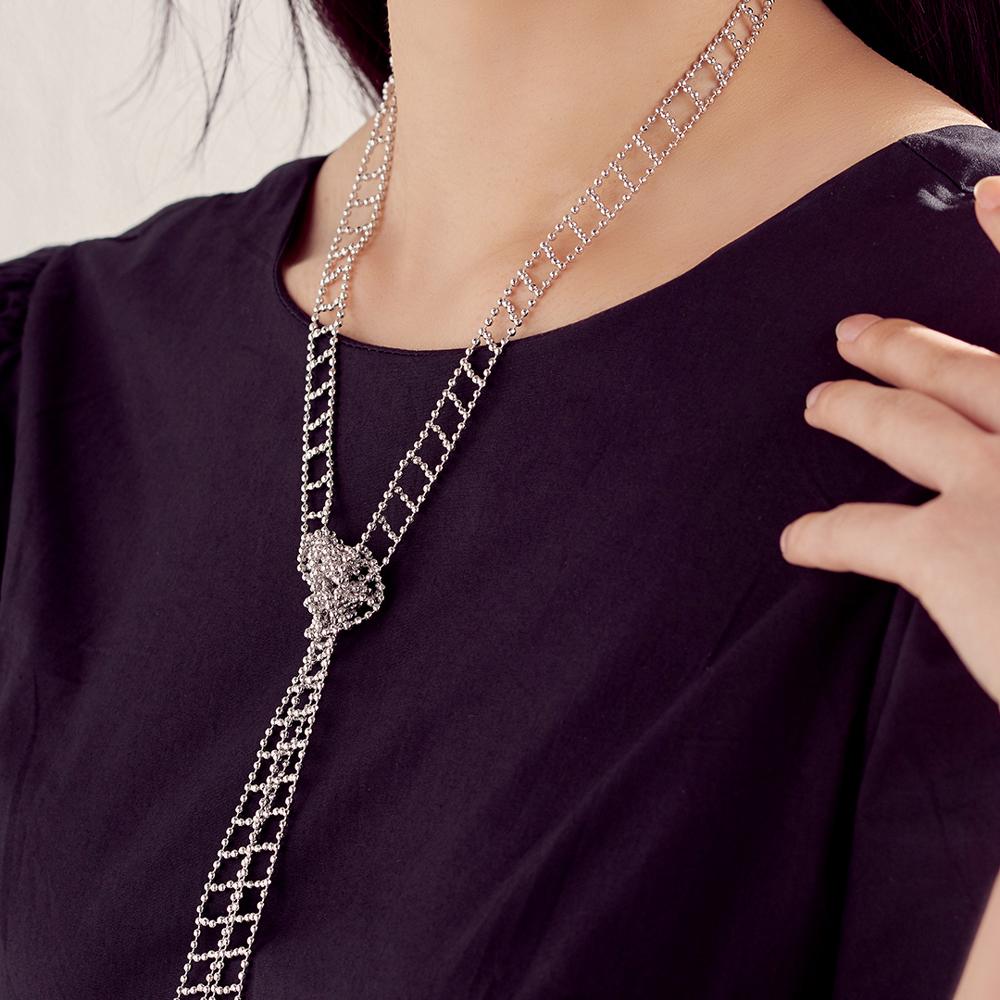 Silver embroidery crafted Scarf Necklaces : K151