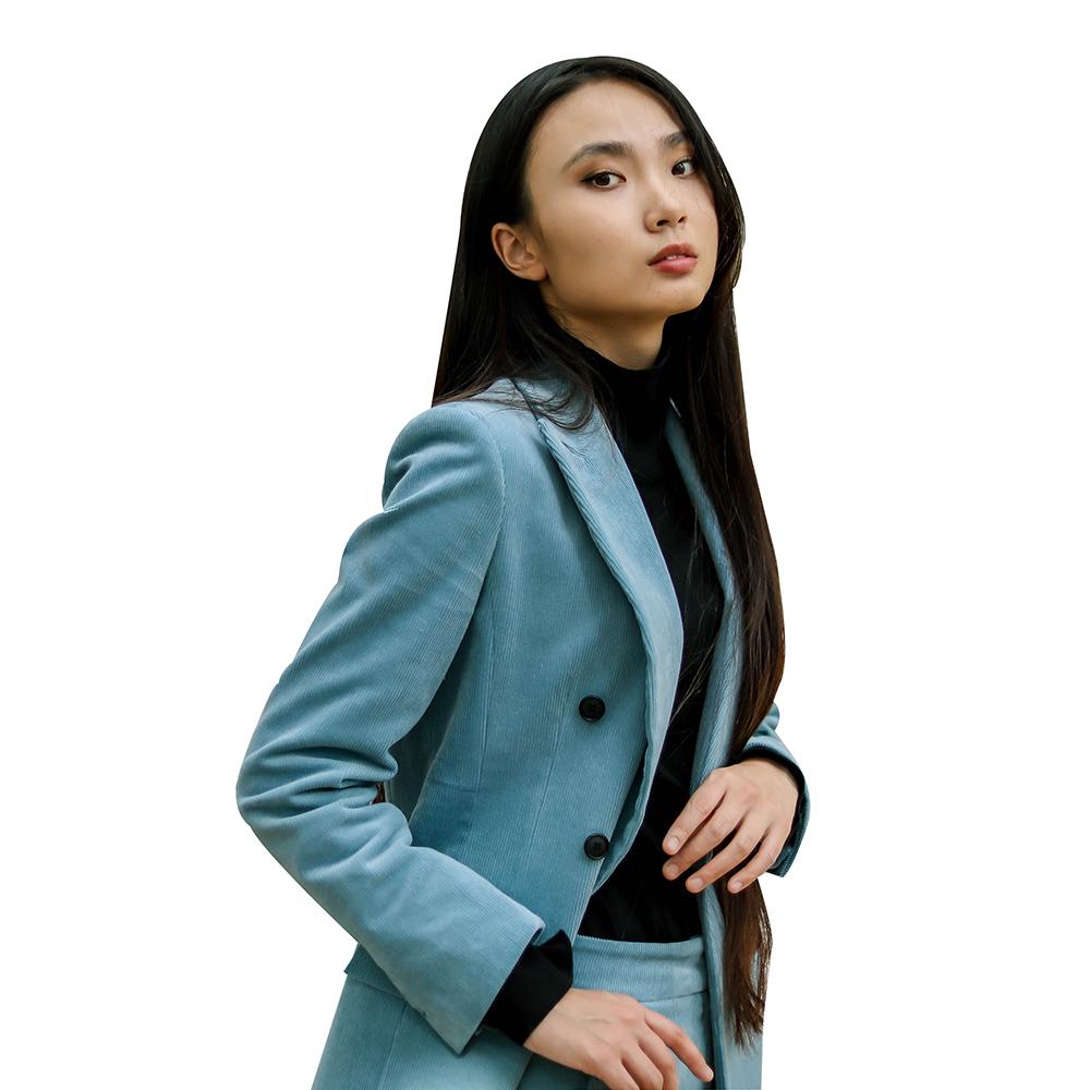 SUIT HEEL CORDUROY DOUBLE SUIT - SKY BLUE