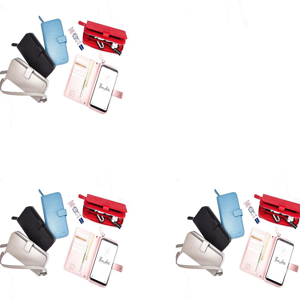 natural cowhide long wallet zipper mobile phone case Etof Grey