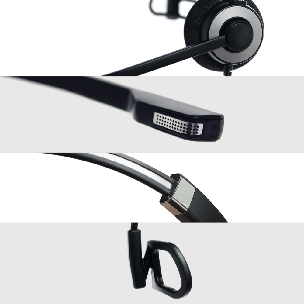 IPD IPH-160 Professional Monaural Noise cancelling Call center/Office Headset with U10 bottom cable