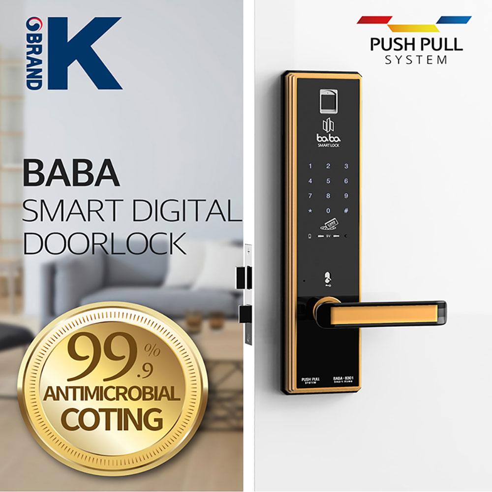 Smart Digital Door Lock BABA-8301 (4-way) 7 Colors Fingerprint Sensor Key Pad