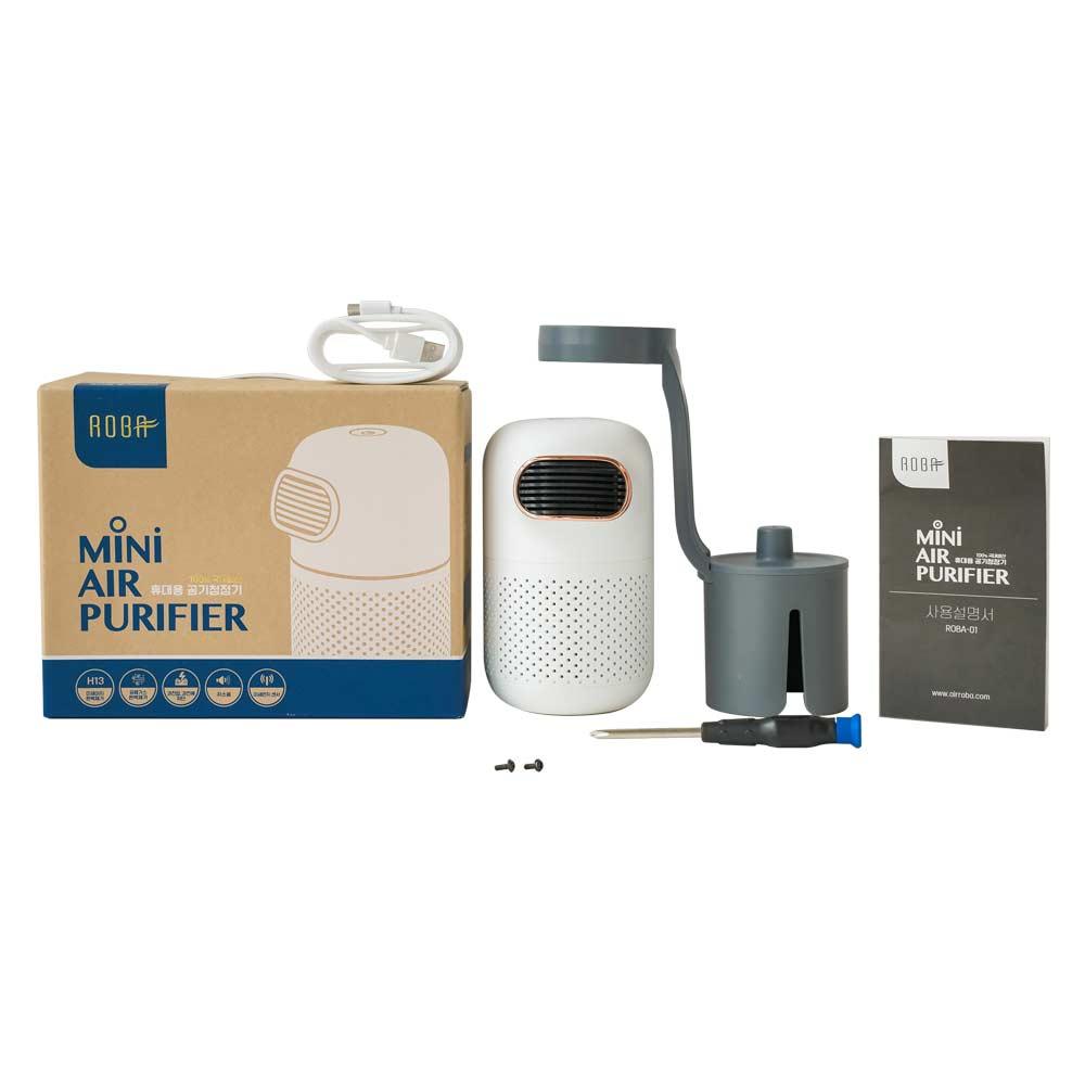 Cheongwoo C&T ROBA Mini Portable Air Purifier + Cup Holder / Color : Fresh Navy