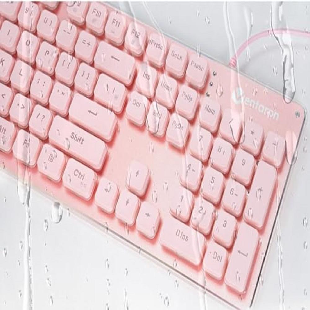 Metal Body Rose Pink Cable Keyboard