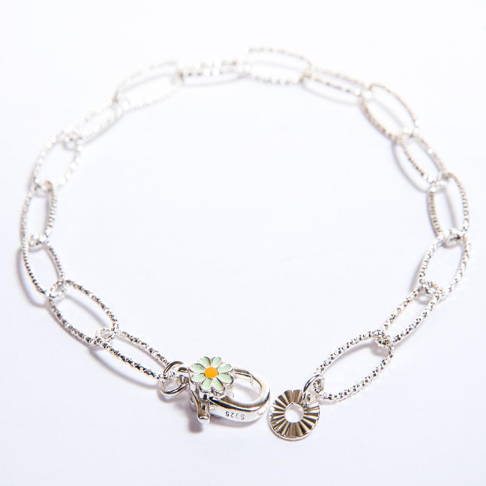 flower decoration streamlined link bracelet