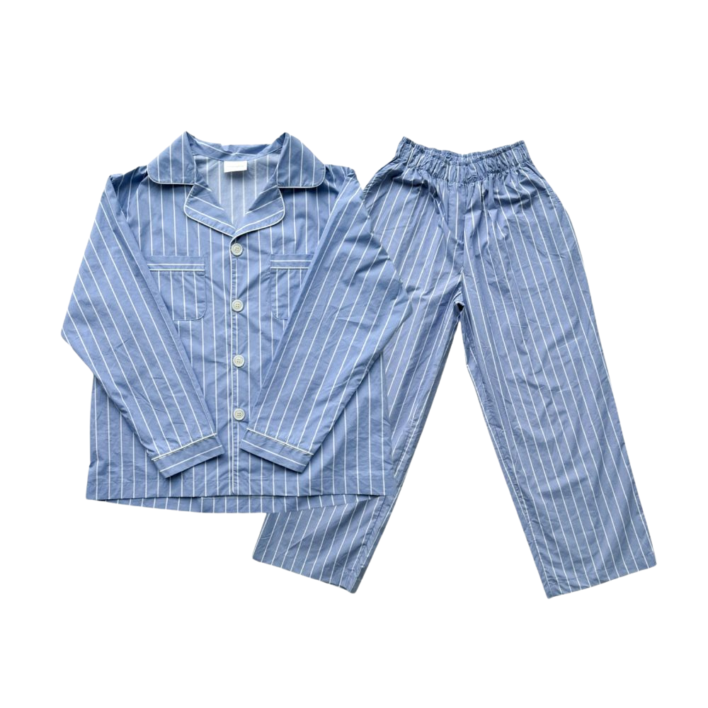 French Stripe Cotton Long Sleeves Pajama Set